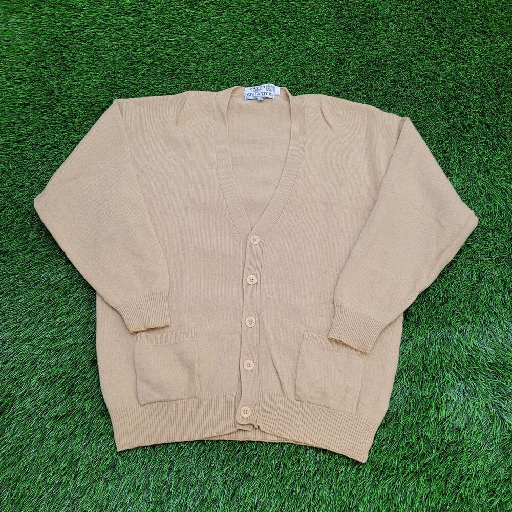 Vintage Antartex Lambswool Cardigan Womens Large 22x27 Brown